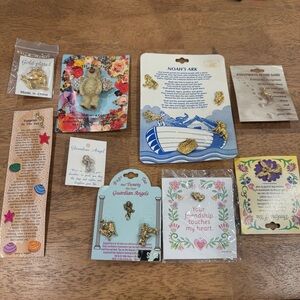 Vintage Lot of Guardian Angel Pins Good Luck Christian Prayer Pinback New